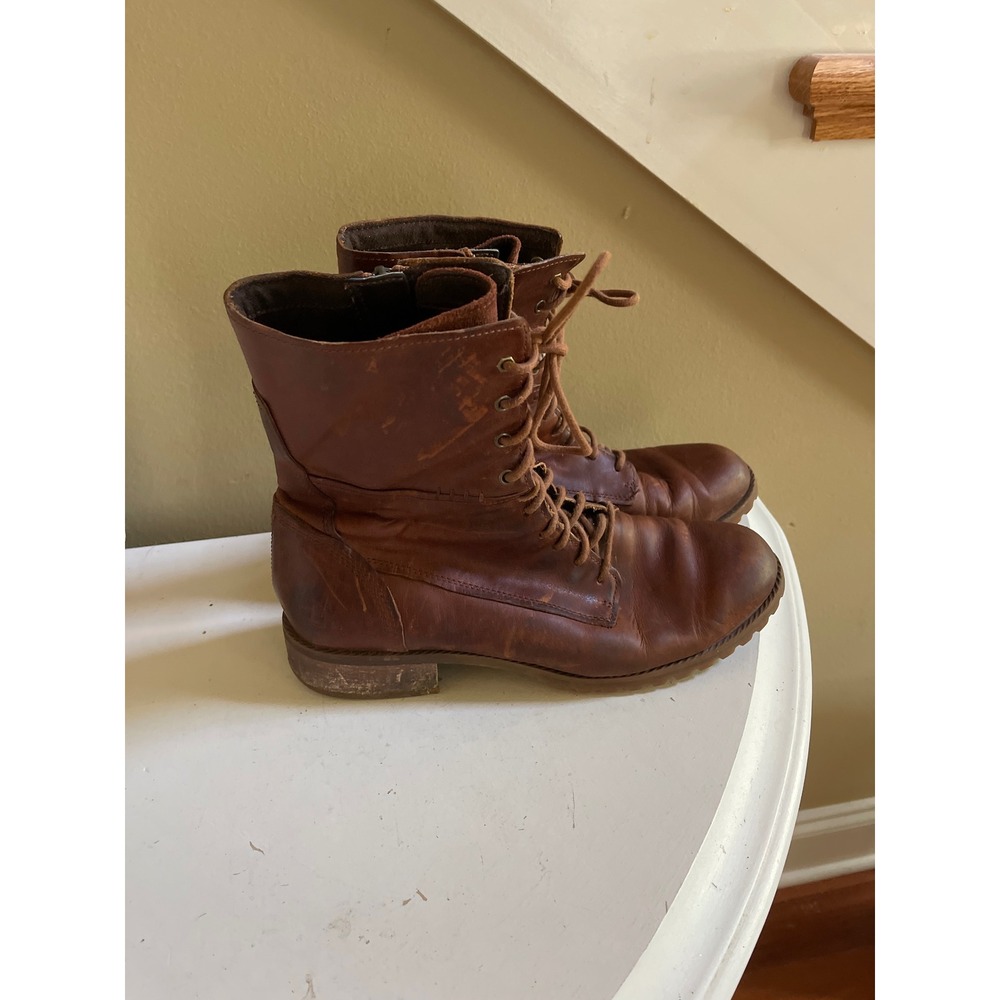 Timberland Banfield Mid Lace Boots Womens 10 Brown Fullgrain Leather Zipper